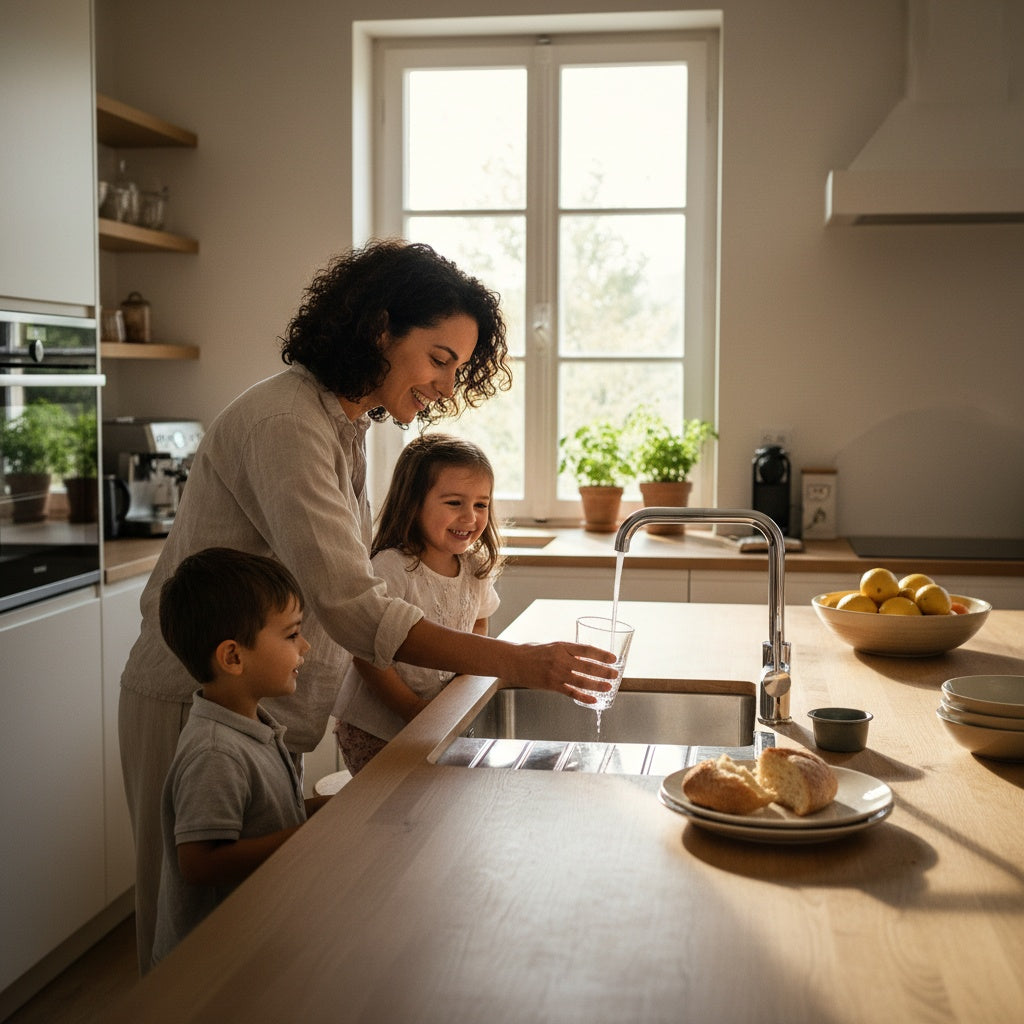 Famiglia italiana utilizza quotidianamente depuratore acqua CGP Group