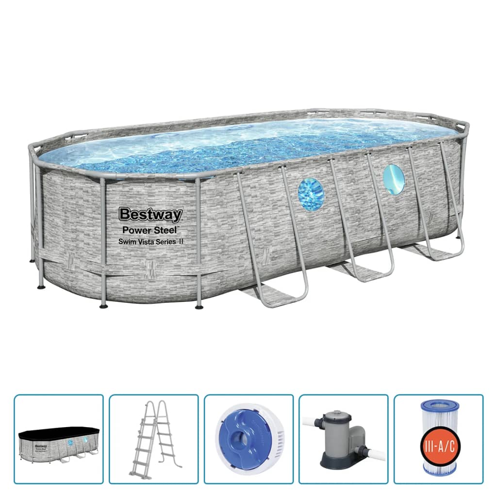 Set Piscina Power Steel Swim Serie Vista 549x274x122 cm