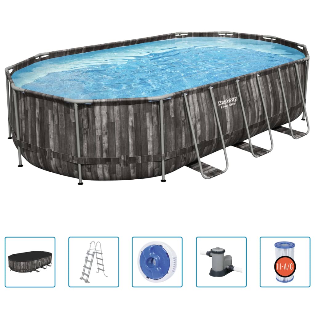 Set Piscina Ovale Power Steel 488x305x107 cm