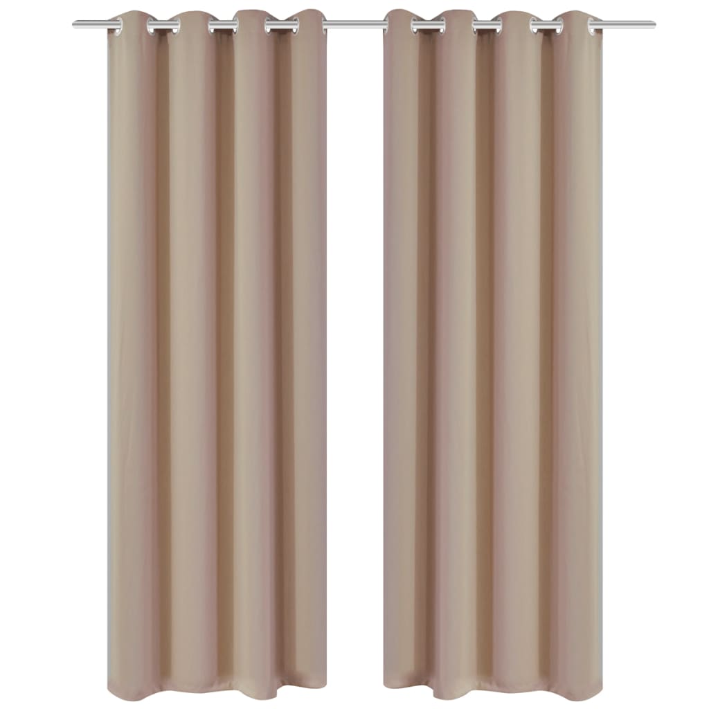2 Pz Tende Oscuranti con Occhielli in Metallo 135x175 cm Crema