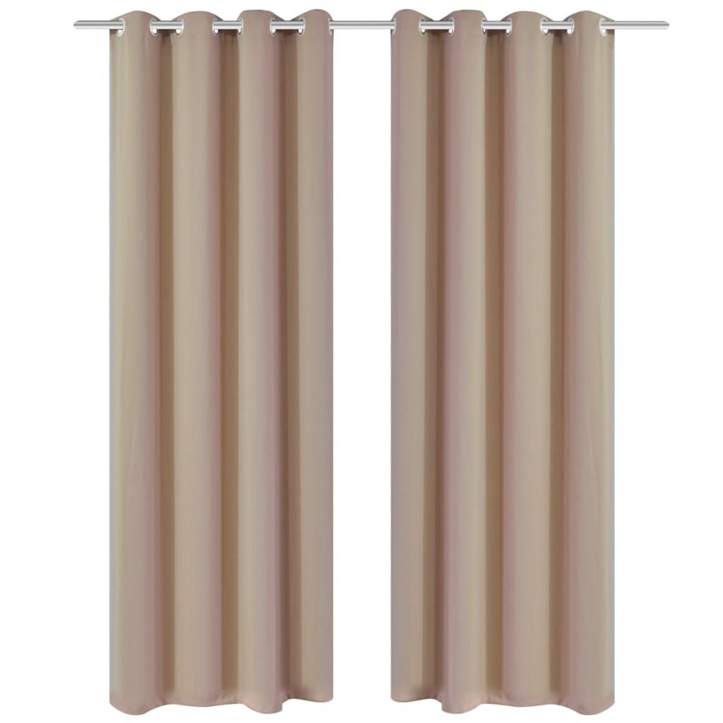 Tende Oscuranti Blackout Crema con Anelli di Metallo 135 x 245 cm 2 pz
