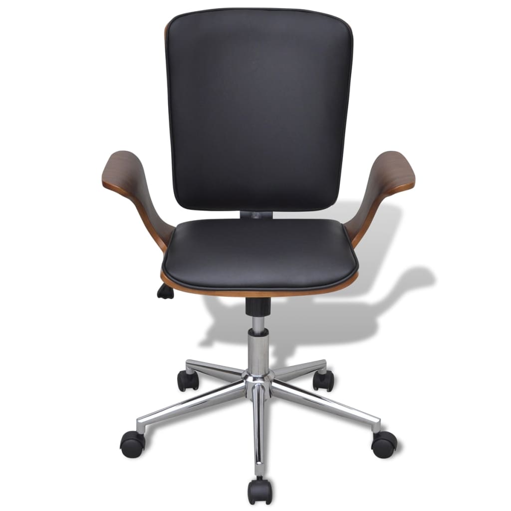 Sedia da Ufficio Girevole in Legno Curvato e Similpelle