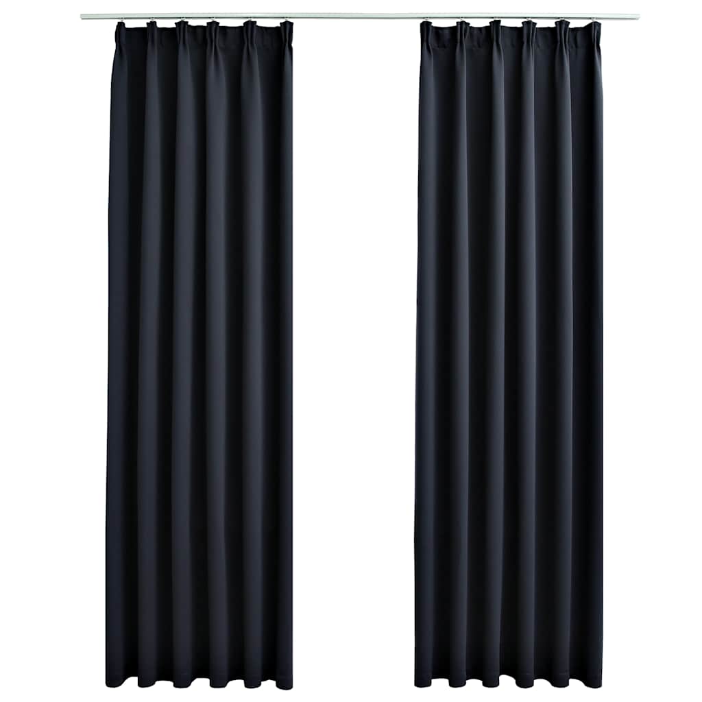 Tende Oscuranti con Ganci 2 pz Antracite 140x175 cm