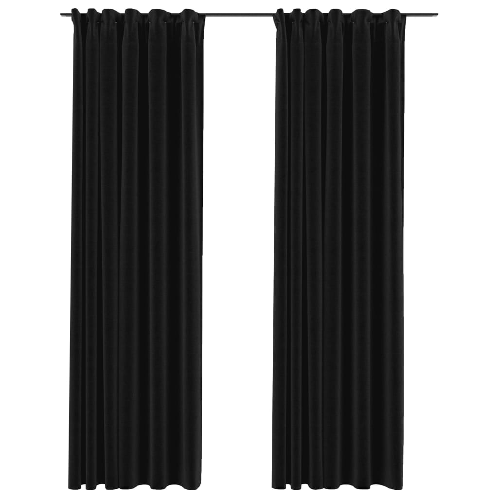 Tende Oscuranti con Ganci Effetto Lino 2 pz Antracite 140x225cm