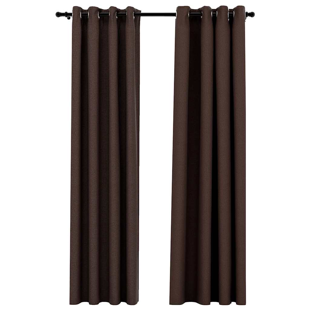 Tende Oscuranti Effetto Lino con Occhielli 2 pz Talpa 140x245cm