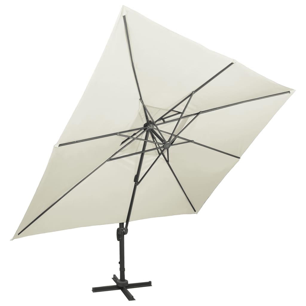 Ombrellone a Sbalzo con Doppia Copertura 400x300 cm Sabbia
