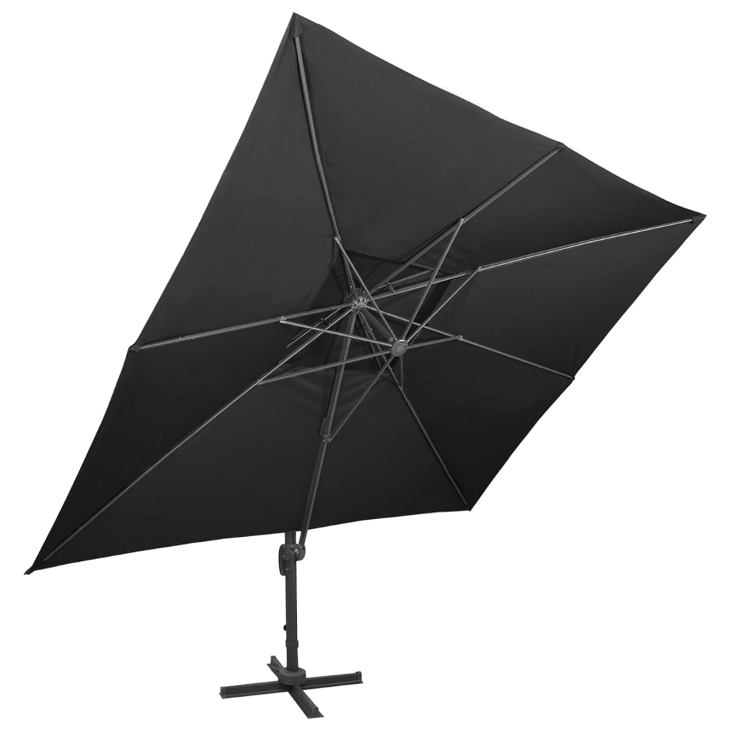 Ombrellone a Sbalzo con Doppia Copertura 400x300 cm Nero