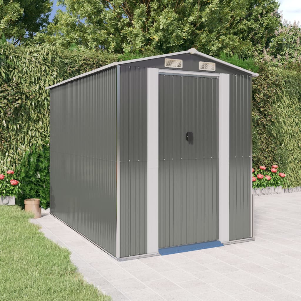 Capanno da Giardino Grigio Chiaro 192x274x223cm Acciaio Zincato