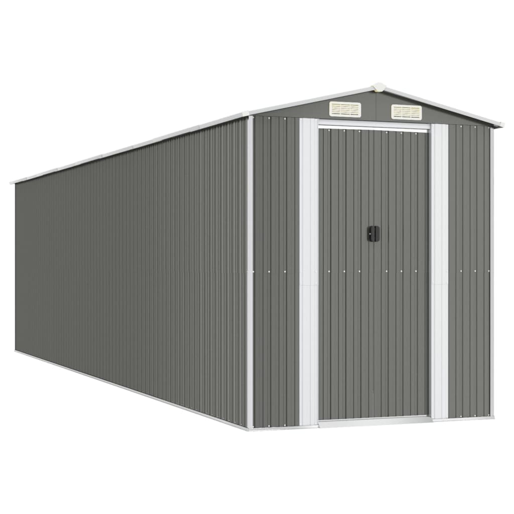 Capanno da Giardino Grigio Chiaro 192x772x223cm Acciaio Zincato
