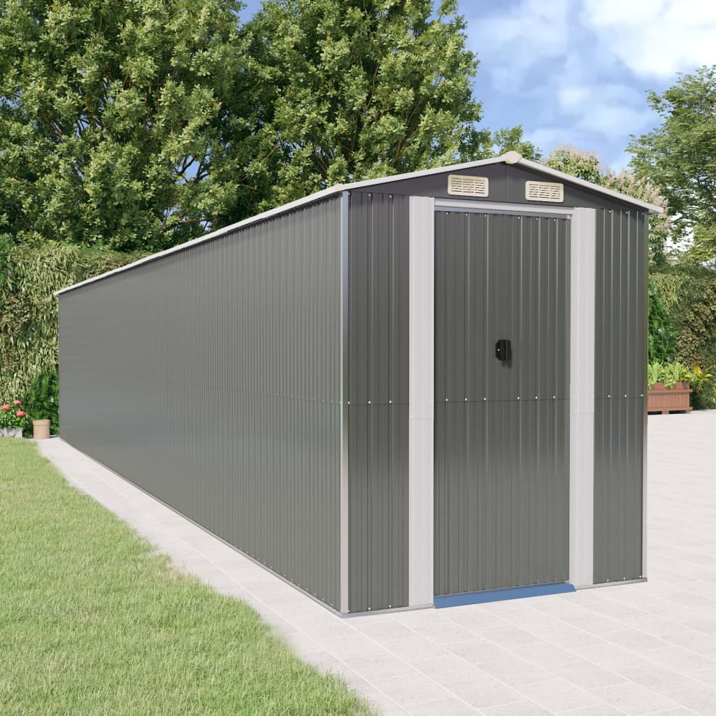 Capanno Giardino Grigio Chiaro 192x1021x223 cm Acciaio Zincato