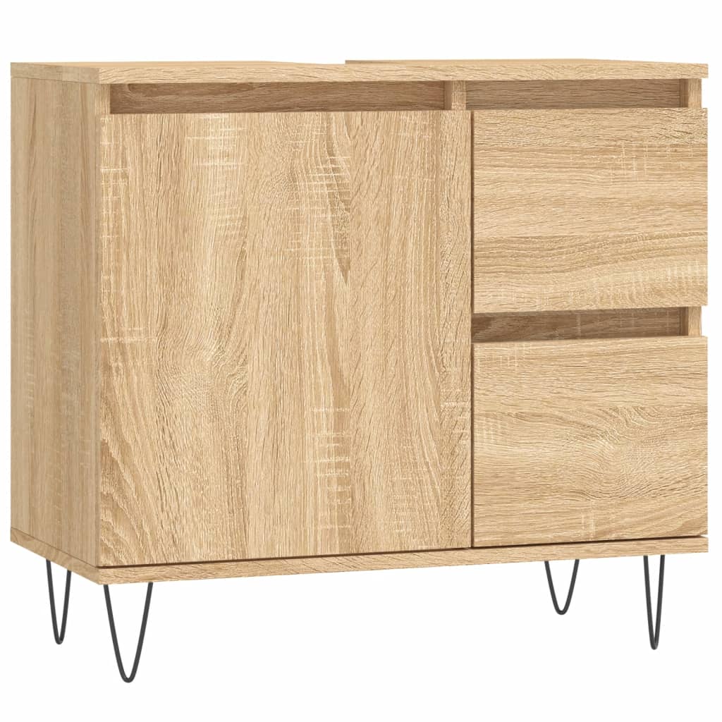 Armadietto da Bagno Rovere Sonoma 65x33x60 cm Legno Multistrato