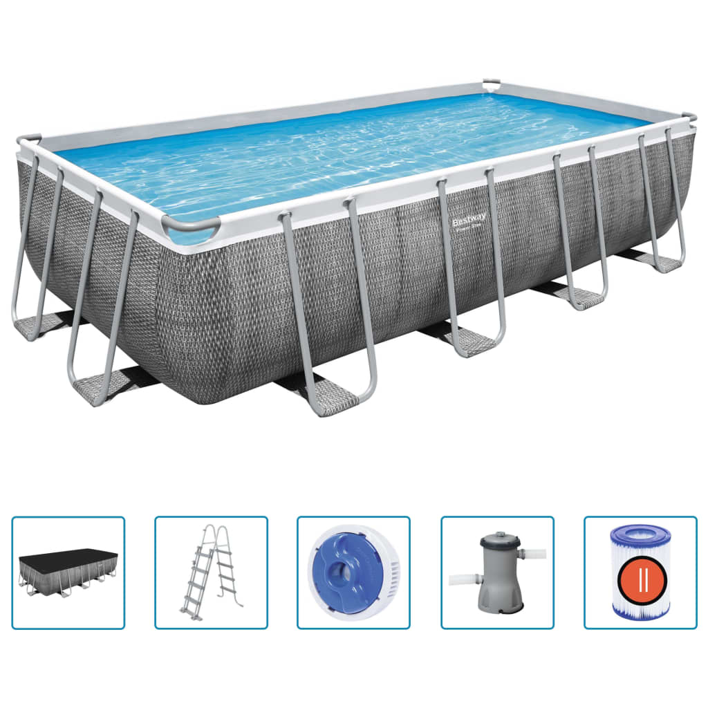Set Piscina Power Steel Rettangolare 488x244x122 cm