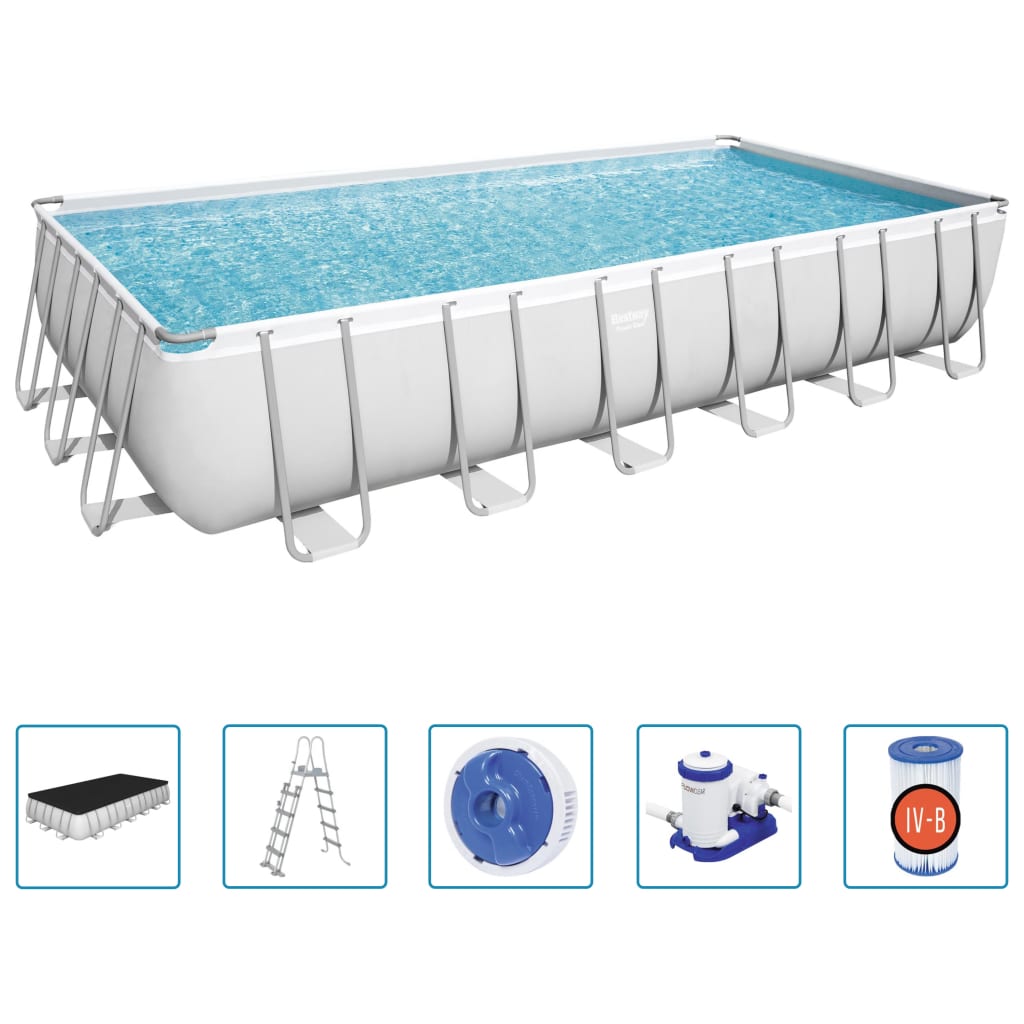 Set Piscina Power Steel Rettangolare 732x366x132 cm