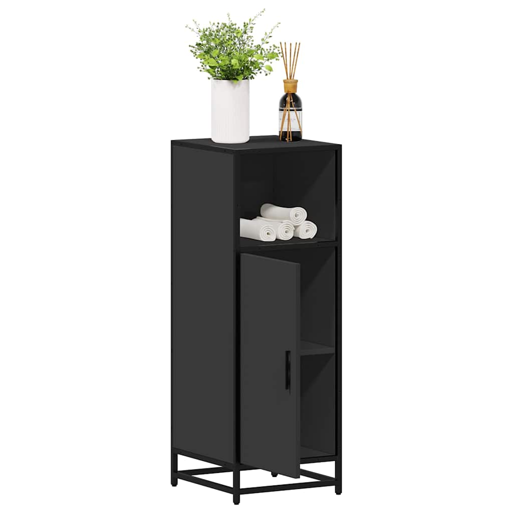 Armadietto da Bagno Nero 35x37,5x100 cm in Legno Multistrato