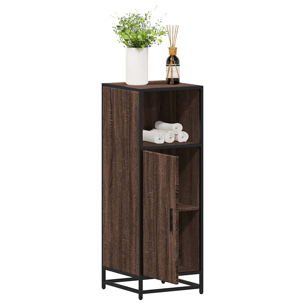 Armadietto Bagno Rovere Marrone 35x37,5x100cm Legno Multistrato