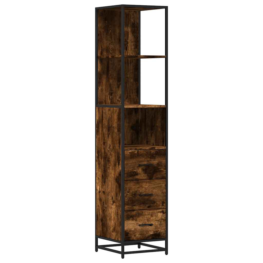 Armadietto Bagno Rovere Fumo 35x37,5x166cm in Legno Multistrato
