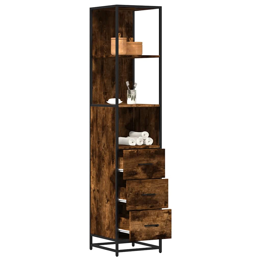 Armadietto Bagno Rovere Fumo 35x37,5x166cm in Legno Multistrato