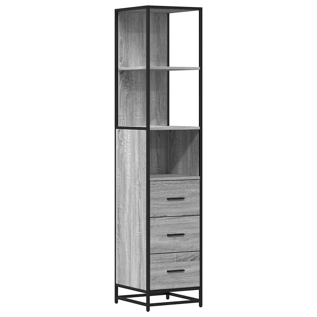 Armadietto Bagno Grigio Sonoma 35x37,5x166 cm Legno Multistrato