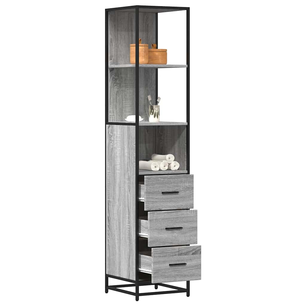 Armadietto Bagno Grigio Sonoma 35x37,5x166 cm Legno Multistrato