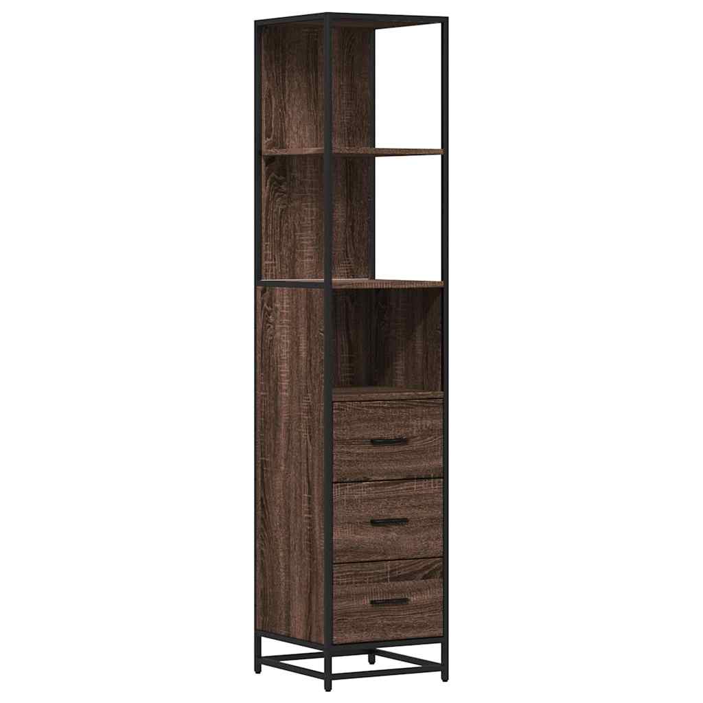 Armadietto Bagno Rovere Marrone 35x37,5x166cm Legno Multistrato