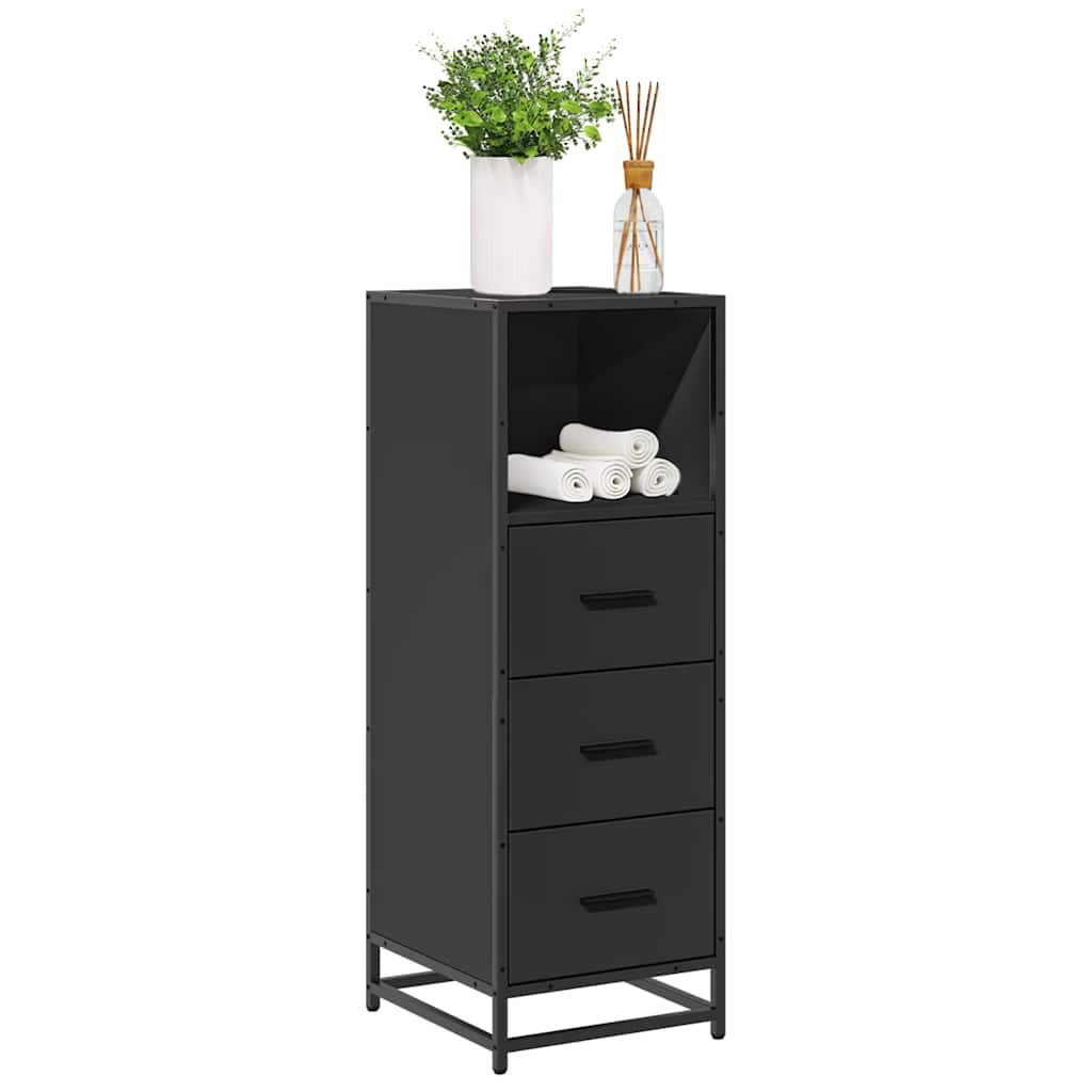 Armadietto da Bagno Nero 35x37,5x100 cm in Legno Multistrato