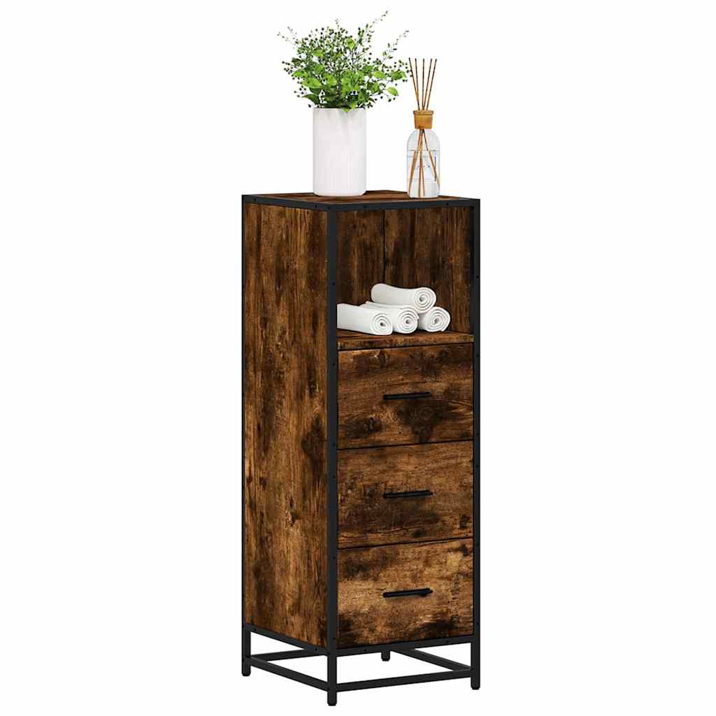 Armadietto Bagno Rovere Fumo 35x37,5x100cm in Legno Multistrato