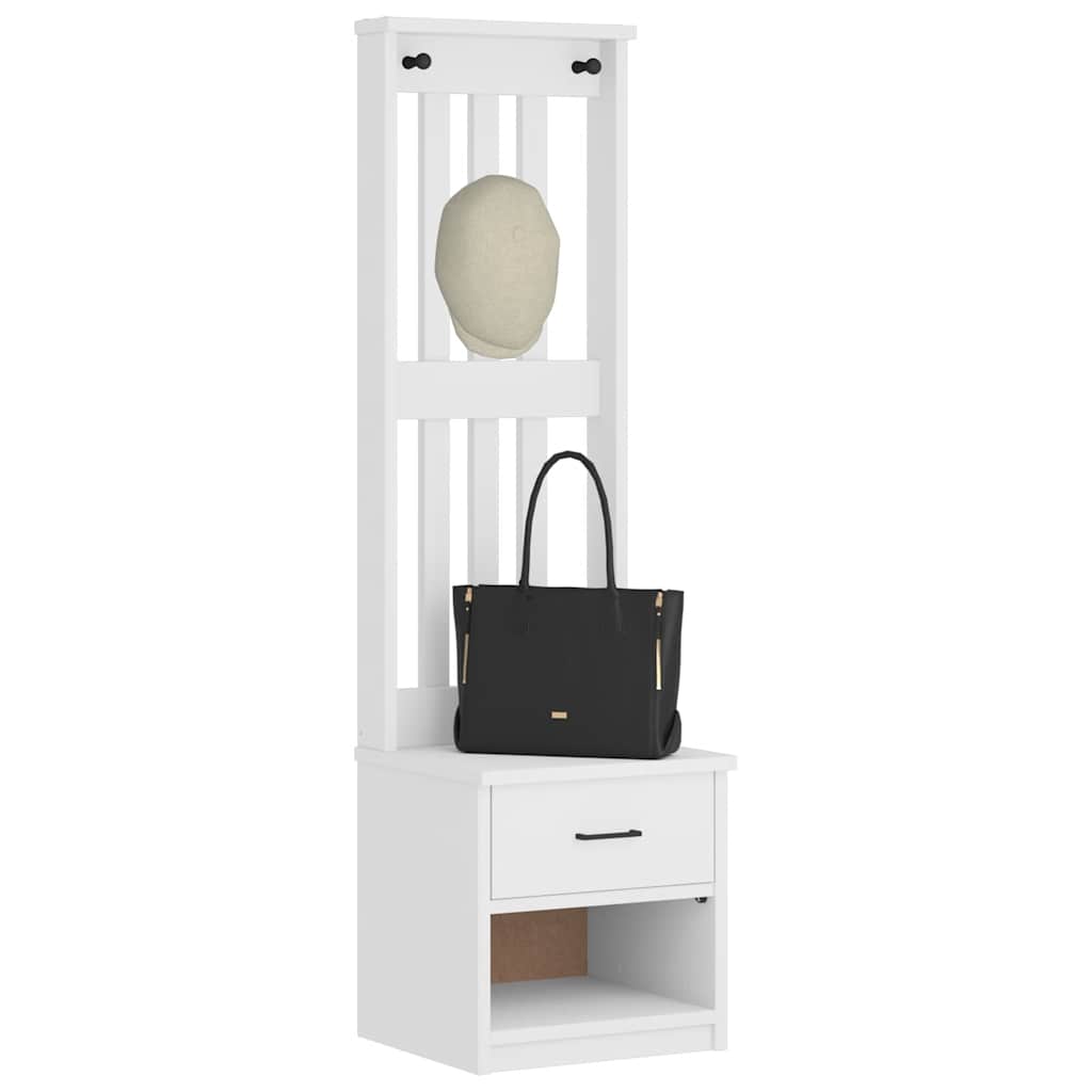 Albero da Ingresso SANDNES Bianco 45x40x159,5 cm Legno di Pino