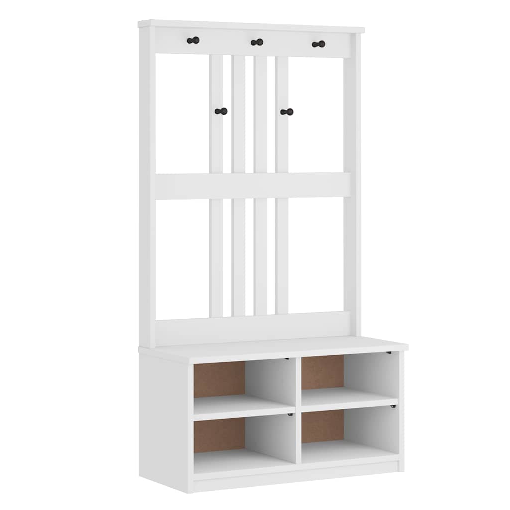 Albero da Ingresso SANDNES Bianco 87x40x159,5 cm Legno di Pino