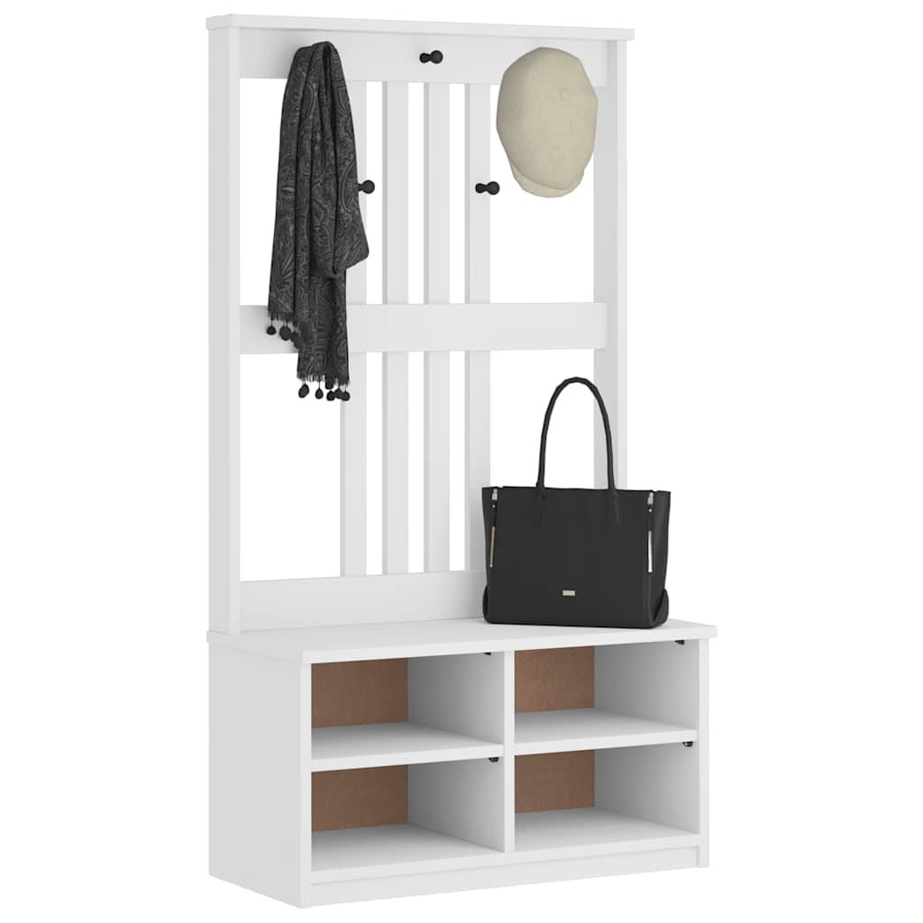 Albero da Ingresso SANDNES Bianco 87x40x159,5 cm Legno di Pino