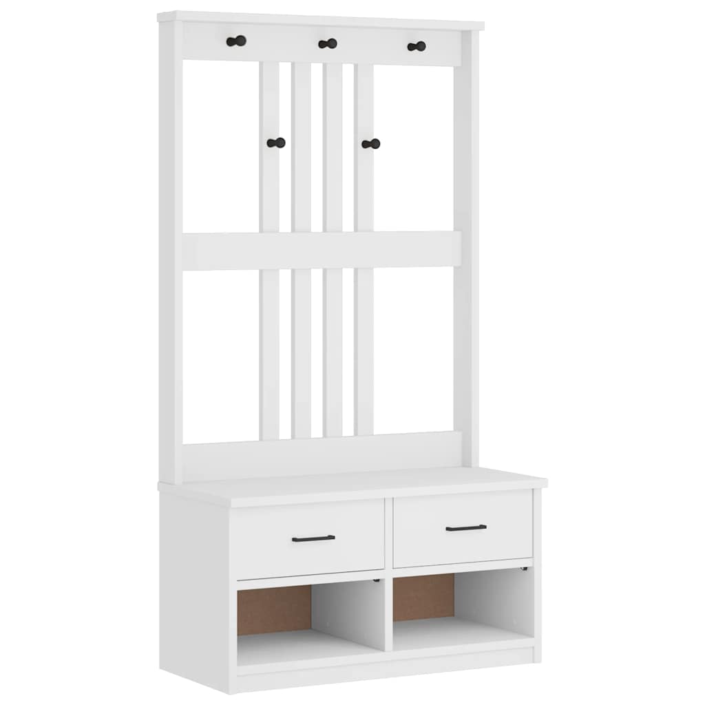 Albero da Ingresso SANDNES Bianco 87x40x159,5 cm Legno di Pino
