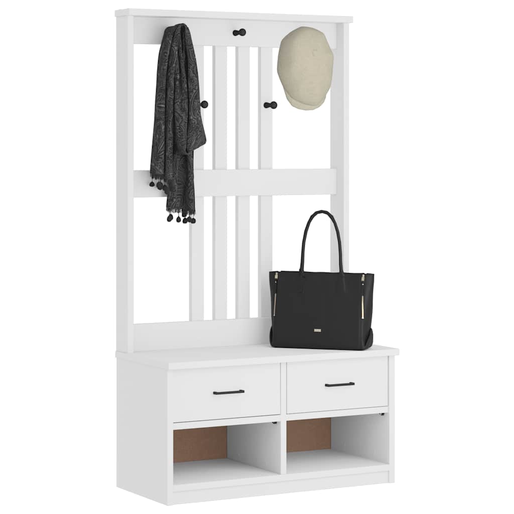 Albero da Ingresso SANDNES Bianco 87x40x159,5 cm Legno di Pino