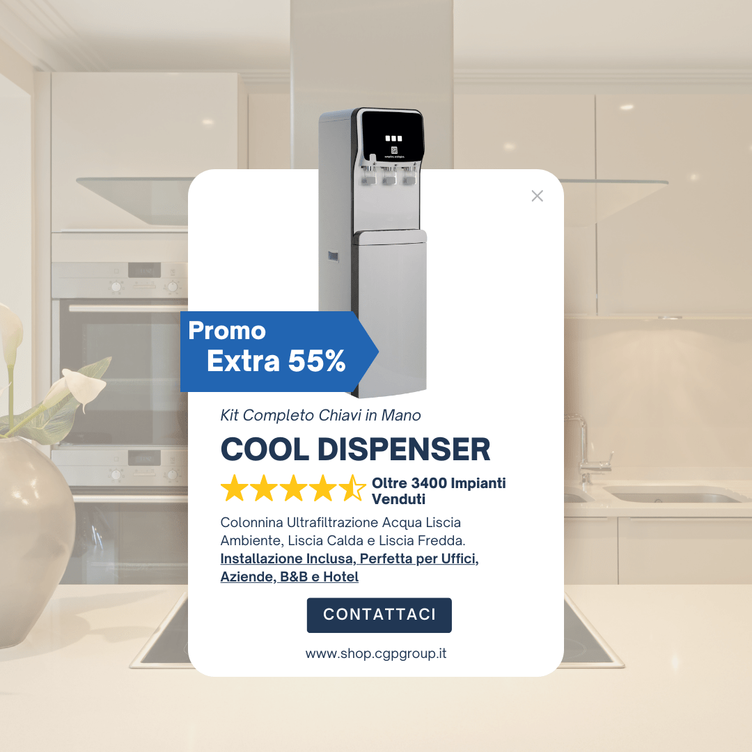 Set Colonnina Cool Dispenser Ultrafiltrazione - Acqua Ambiente, Calda e Fredda ’All Inclusive’