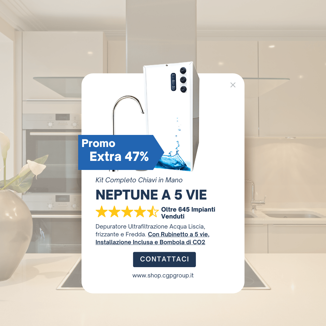 Depuratore Neptune Ultrafiltrazione Liscia, Frizzante e Fredda con Rubinetto a 5 vie ’All Inclusive’
