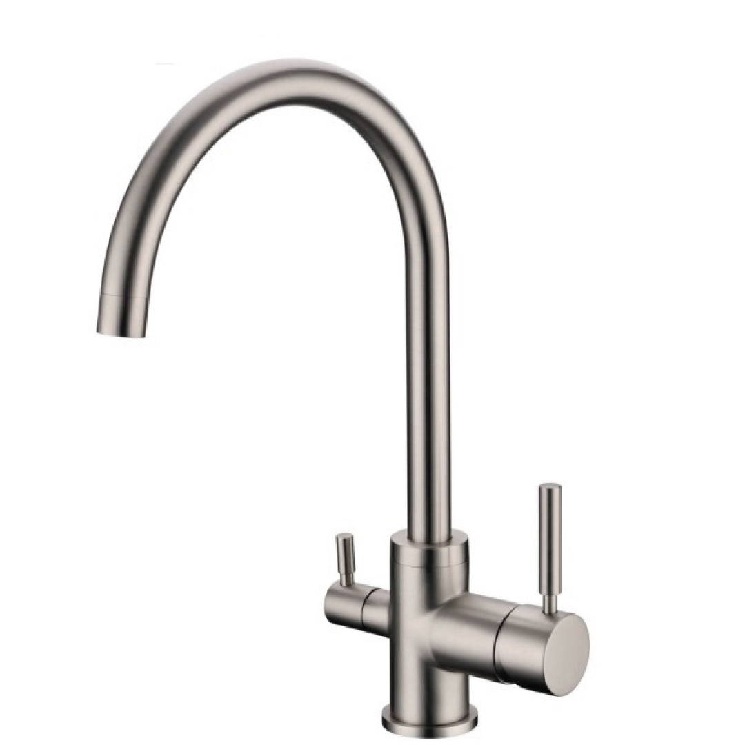 Rubinetto da Cucina 3 Vie 3/8″ Nickel Spazzolato – Universale per Acqua Depurata