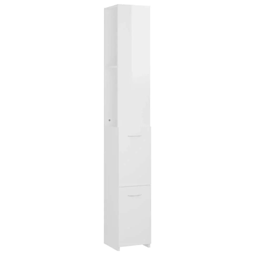 Armadietto Bagno Bianco Lucido 25x26,5x170 cm Legno