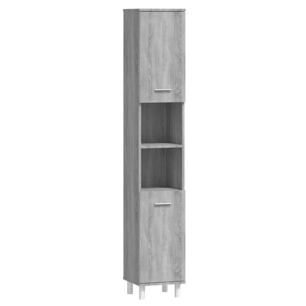 Armadietto Bagno Grigio Sonoma 30x30x179cm in Legno