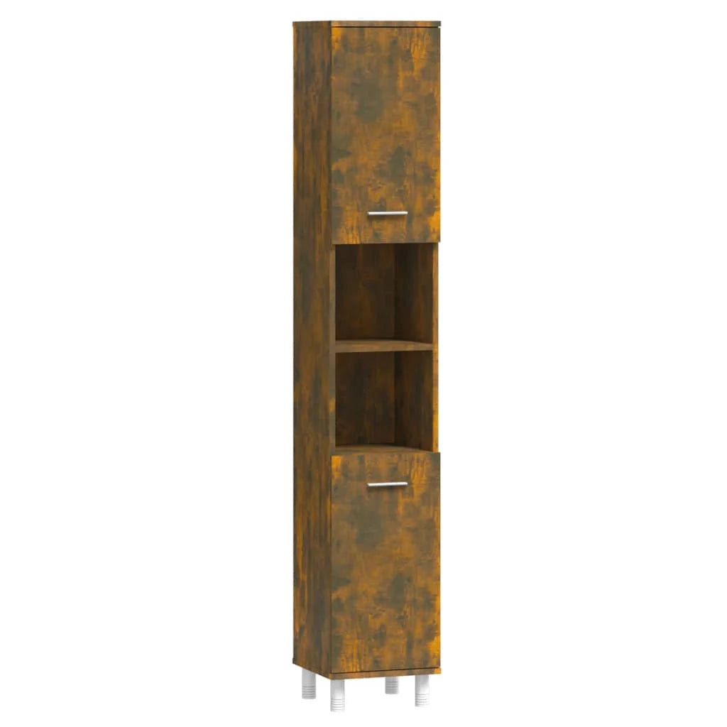Armadietto Bagno Rovere Fumo 30x30x179 cm in Legno