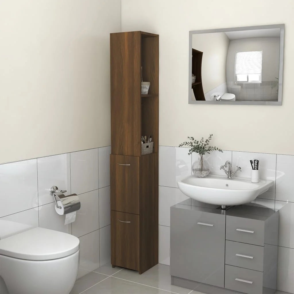 Armadietto Bagno Rovere Marrone 25x26,5x170cm Legno