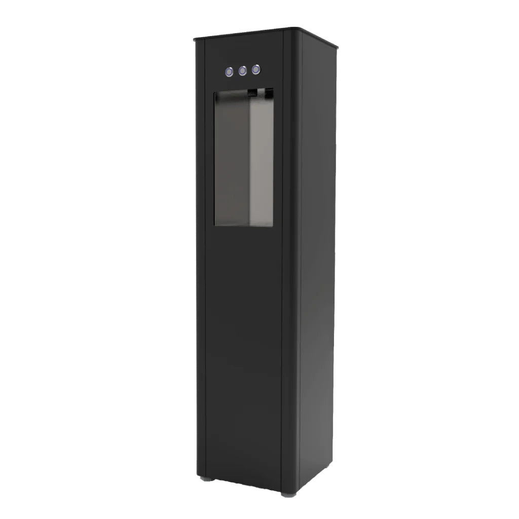 Atena Dispenser Acqua Refrigerata a Colonna con Filtrazione, Nero – 3 vie Liscia ambiente, fredda e gassata