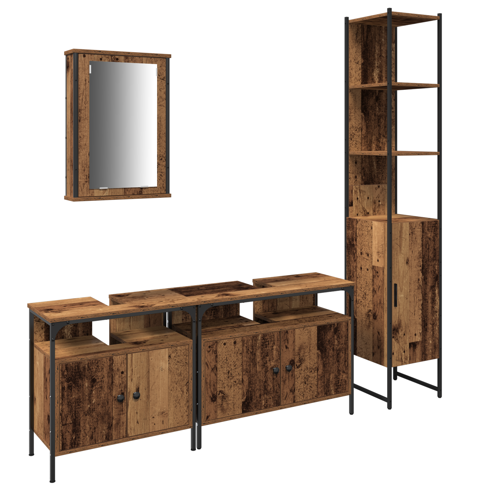 Armadio da bagno con lavabo integrato - Stile legno antico, legno ingegnerizzato