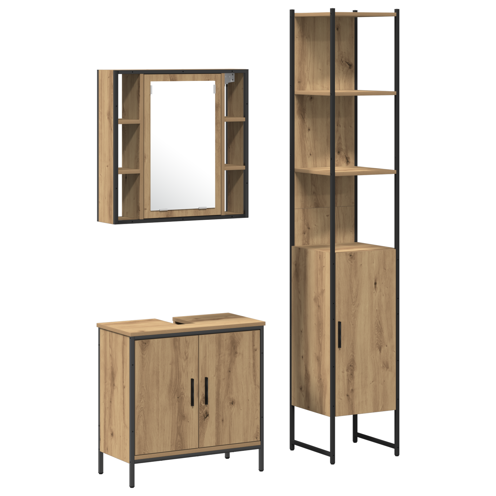 Armadio Bagno Quercia Artigianale 33x33x185.5 cm Legno Ingegnerizzato