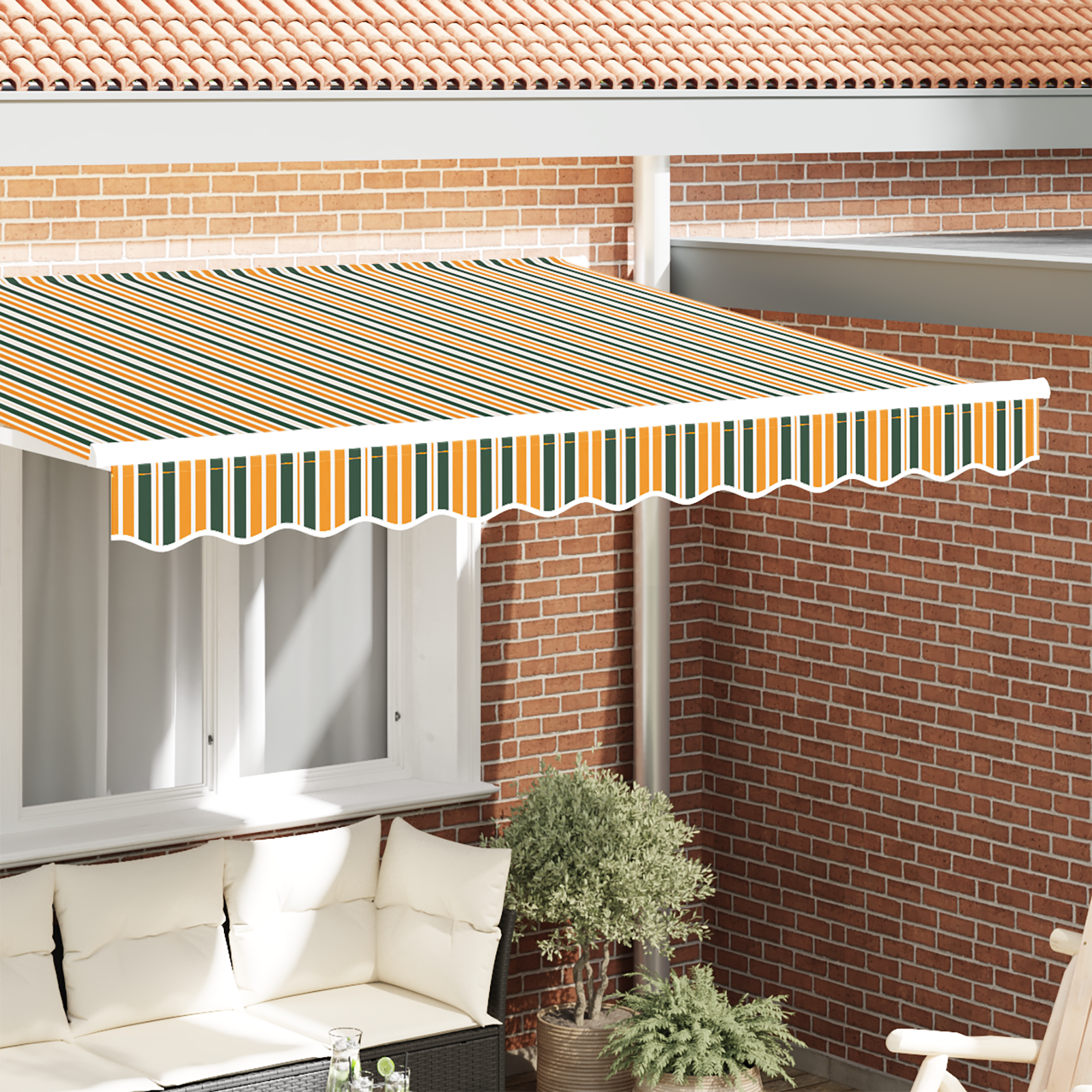 Baldacchino per Telaio da 3.5 m Verde e Giallo 3.3 x 0.2 m