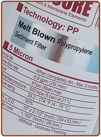 CARTOUCHE FILTRANTE IONICORE 10" POLYPROPYLÈNE SOUFFLÉ - 1/5/10/20/50 MICRON | SÉDIMENTS ET IMPURETÉS