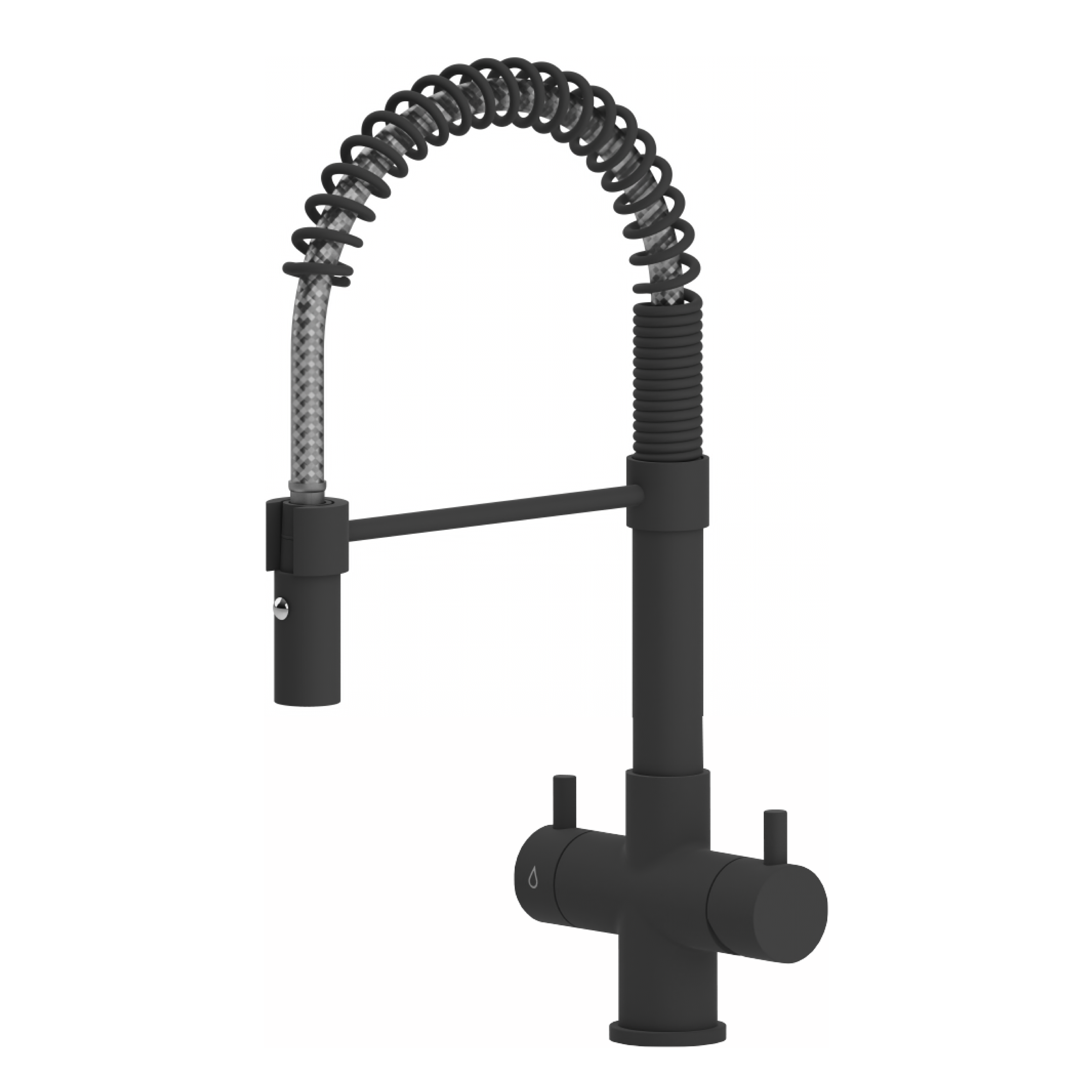 Rubinetto da Cucina a Molla 4 Vie Nero Opaco Made in Italy