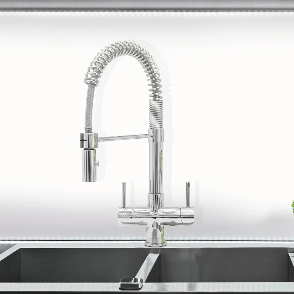 5-Wege-3/8-Zoll-Feder-Küchenarmatur, Chrom