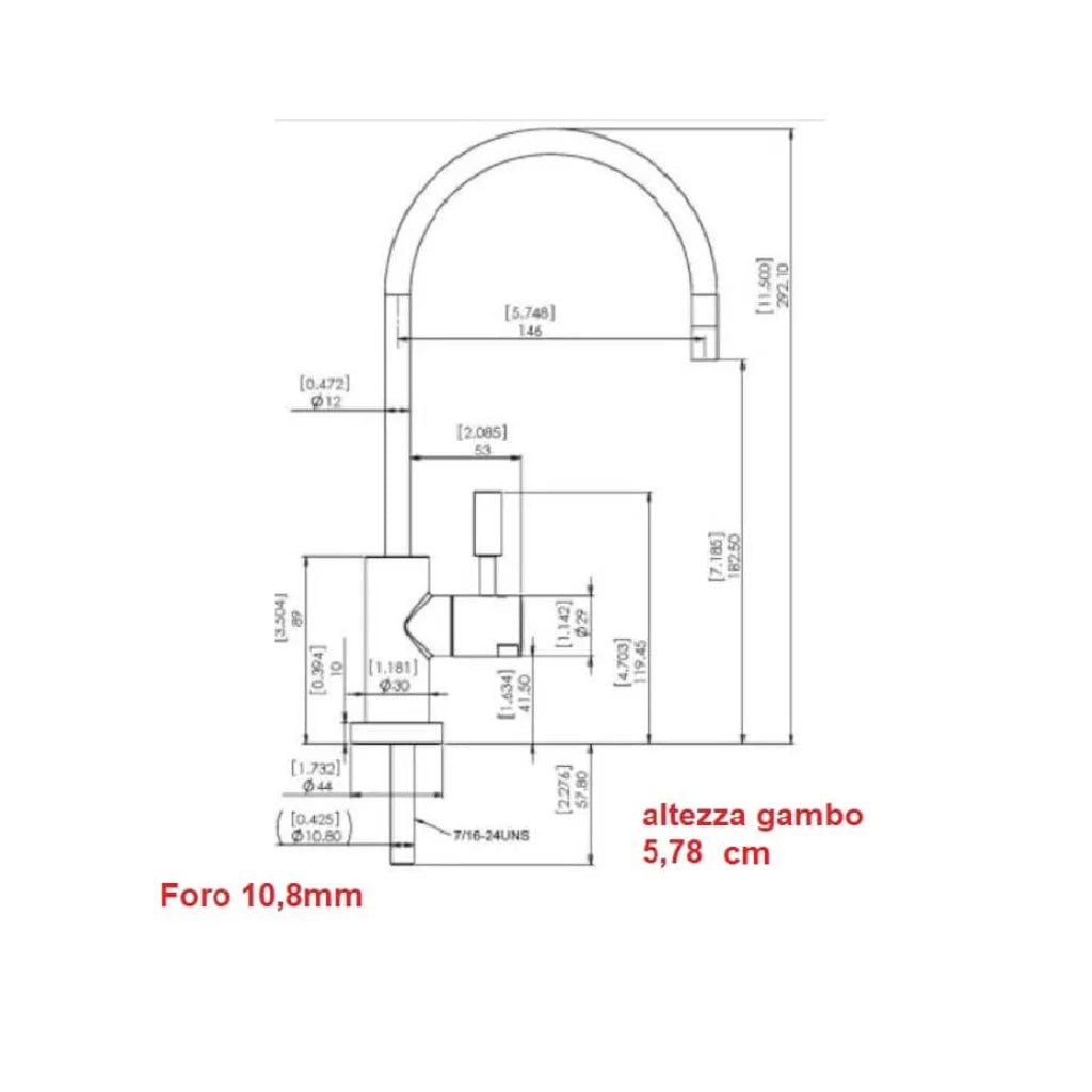 Rubinetto di Prelievo 1 via per depuratori 1/4” Cromo