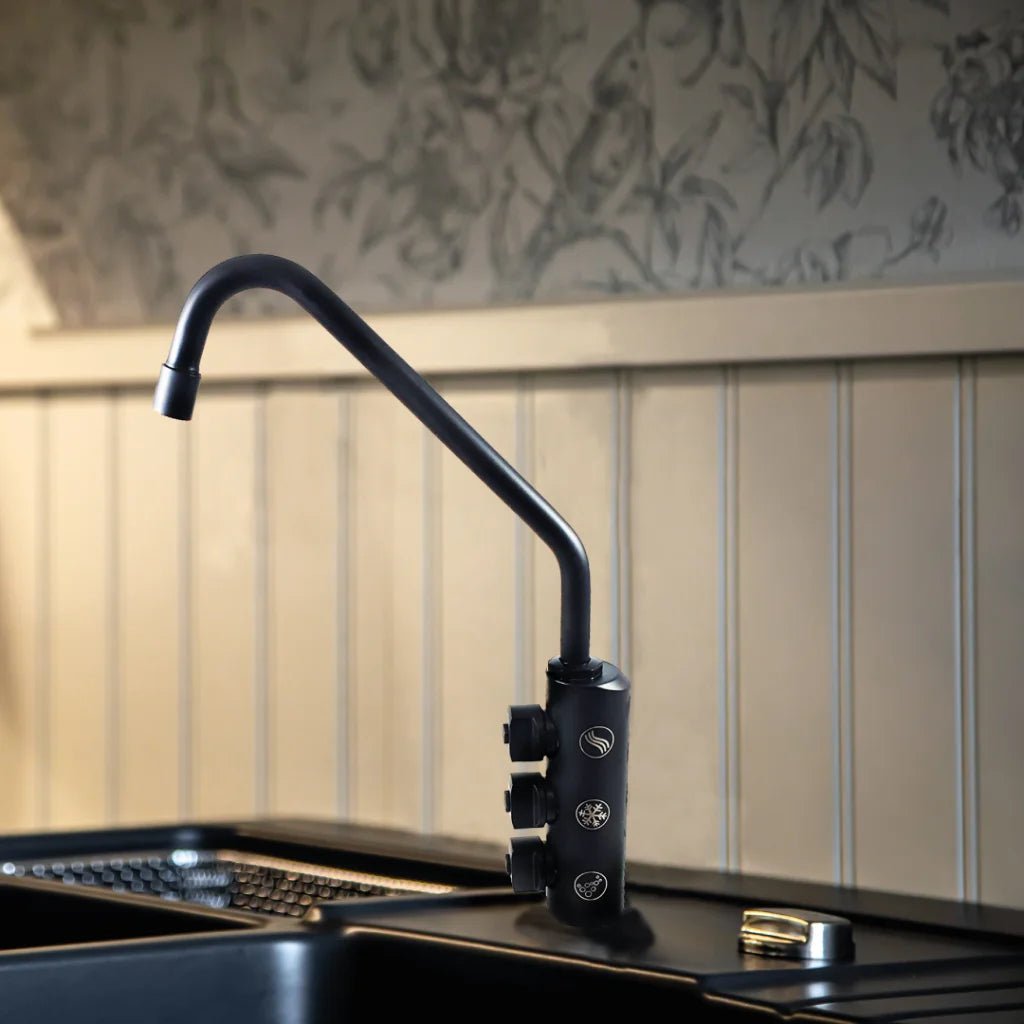 Rubinetto di prelievo 3 vie per depuratori 1/4”mm. Nero Opaco