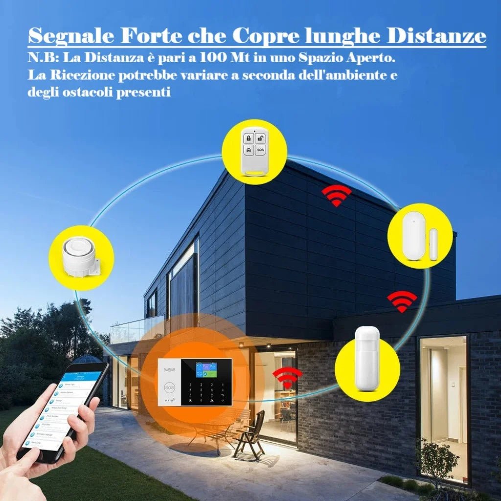 Sistema di Allarme di Sicurezza Domestica Wireless WIFI GSM con APP con rilevatore di sensori di movimento compatibile con Alexa e Google