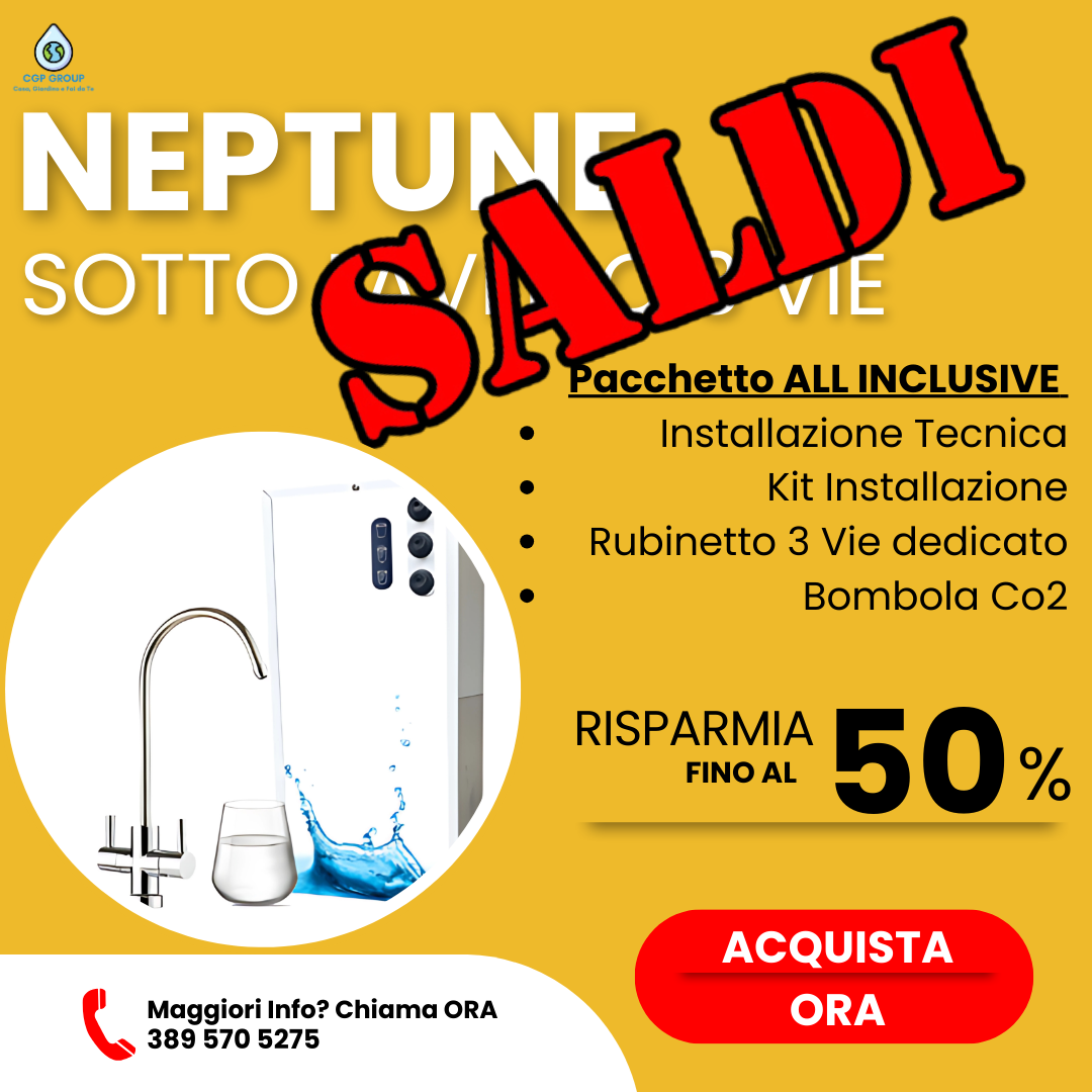 Neptune Refrigeratore acqua con Filtrazione 15Lt/h. Sottolavello – 3 vie, Liscia, Gassata e Fredda ’Kit Completo’