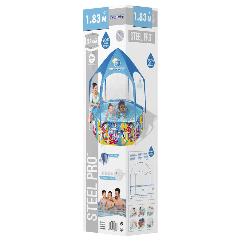 Bestway Piscina per Bambini Fuori Terra Pro Anti UV Acciaio 183x51cm